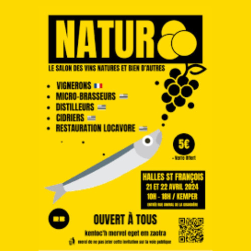 Explorez l'exposition Natur 3 qui se déroulera aux Halles Saint-François, Quimper, les 20 et 21 avril 2024, de 18h à 10h. Explorez des vins naturels, faites la rencontre de vignerons passionnés et
			                